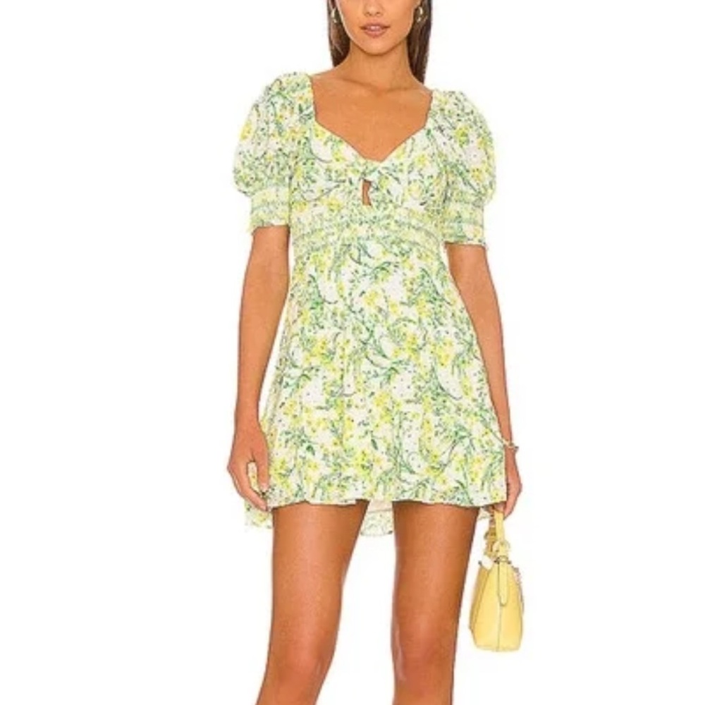 Alice and Olivia Floral Puff Sleeve Dress